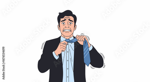 Stressed Businessman Loosening Tie Anxiety and Pressure in Corporate Life