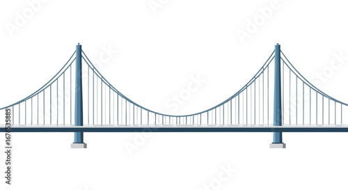 Symmetrical Suspension Span: A Graphic Representation of Engineering Marvel and Connectivity