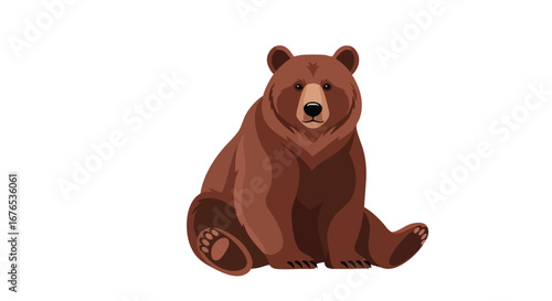 Illustration of a Brown Bear Sitting Calmly on White Background Showing Wildlife Awareness