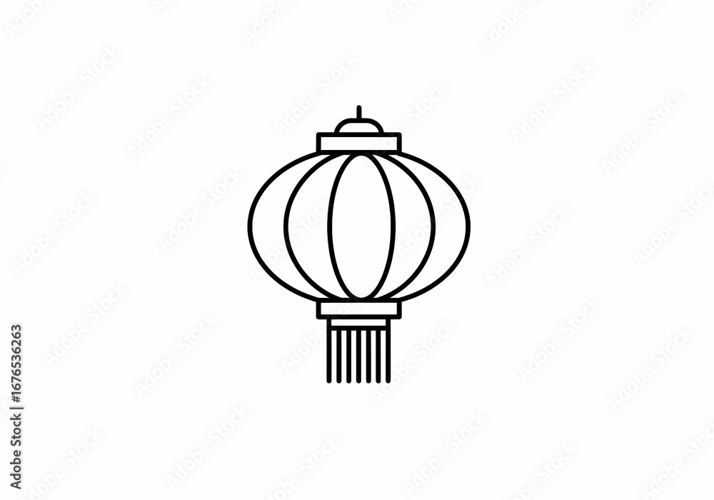 Fototapeta premium Elegant Asian Lantern Line Art Design Element on transparent background