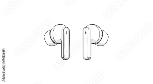 Sleek wireless earbuds illustration offers a clean modern aesthetic for audio accessories marketing material