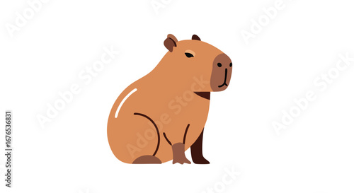 Stylized illustration of a capybara with a minimalist design on a clean background, perfect for educational purposes or children's book illustration