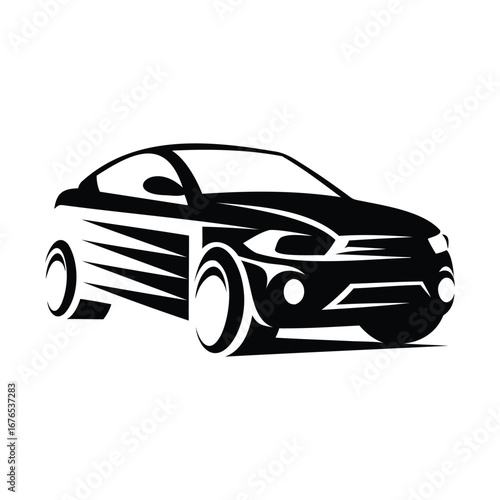 Modern Car Front View Silhouette Vector – Sleek Automobile Design