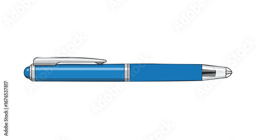 Elegant writing implement a detailed studio shot of a blue and silver ballpoint pen displayed on a white seamless background
