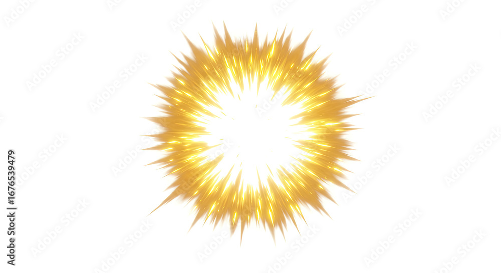 Fototapeta premium Golden Burst Energy Explosion Effect on White Background