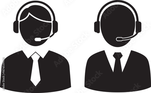 Two customer service representatives silhouette