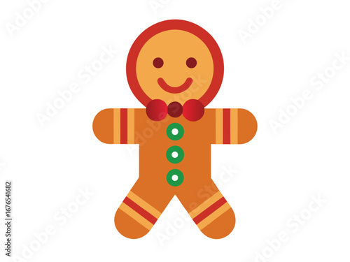 Christmas gingerbread man vector illustration isolated on white background