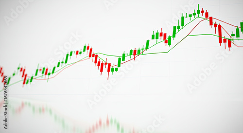 Red and Green Candlestick Chart on White Background Financial Analysis