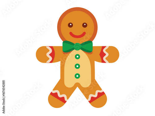 Christmas gingerbread man vector illustration isolated on white background