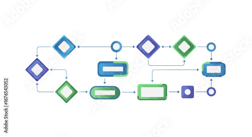 Diagram of a Business Process Flowchart, Illustrating Steps and Connections