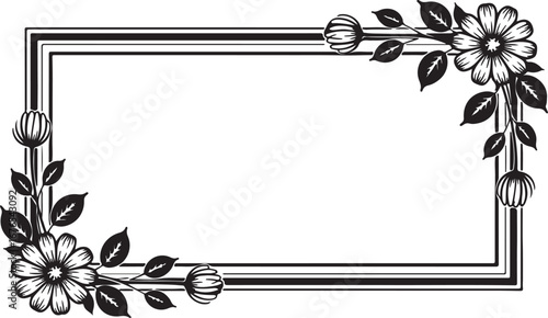 An elegant decorative frame with floral corner ornaments and a central starburst, perfect for invitations, certificates, or artistic projects.