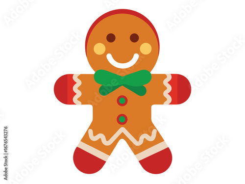 Christmas gingerbread man vector illustration isolated on white background
