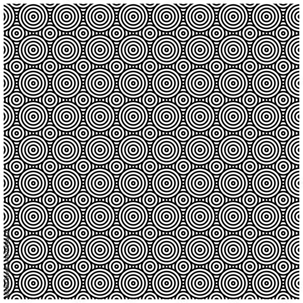 Fototapeta premium Seamless black and white pattern of concentric circles creating a captivating geometric design for digital art