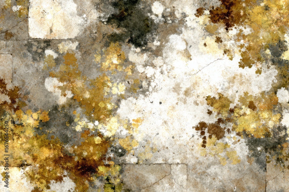 Fototapeta premium Abstract grunge texture, earthy brown, yellow, grey, and white, distressed aged surface and organic decay with copy space