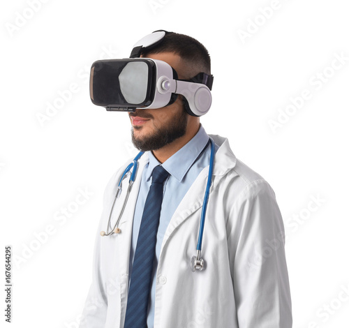Male doctor in VR glasses o...