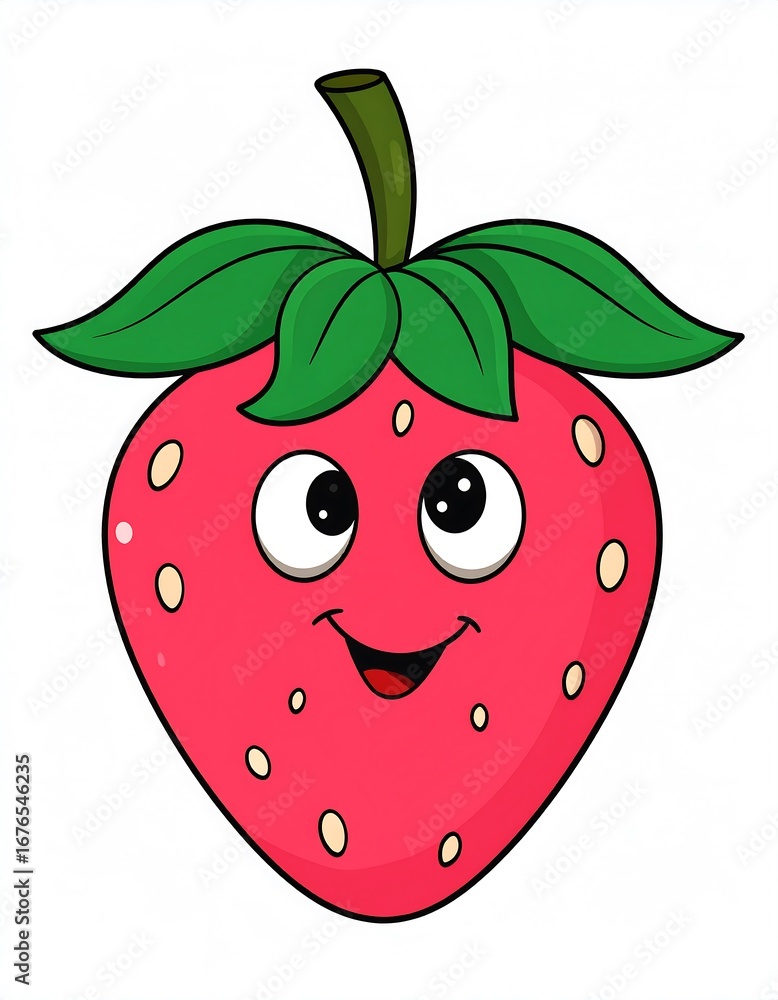 Obraz premium Cartoon strawberry with a happy face