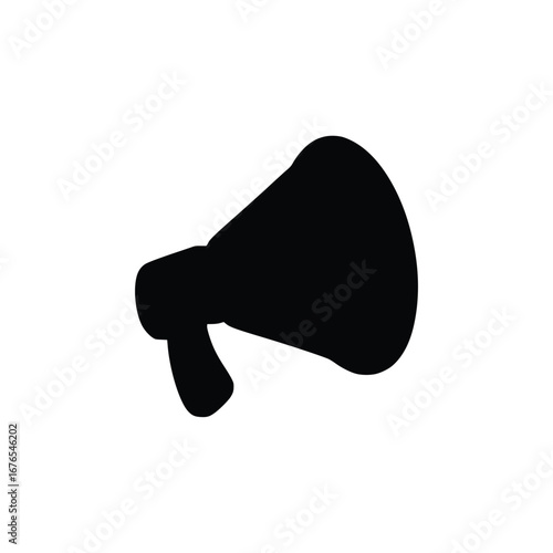 Silhouette of a black megaphone, used for amplifying sound and making announcements.