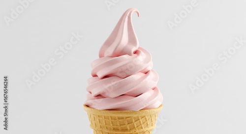 Zachte roze softijs hoorntje zacht licht. AI Generated