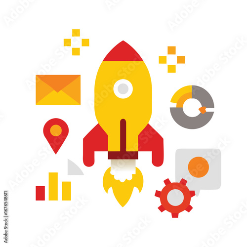 Startup Rocket & Business Idea Illustration