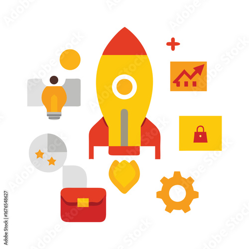 Startup Rocket & Business Idea Illustration