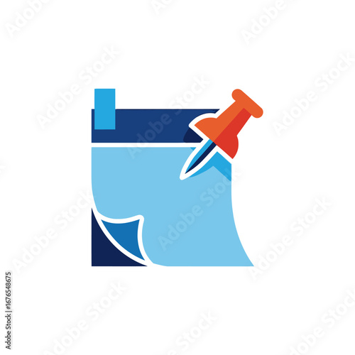 Colorful logo design of a sticky note with a pushpin, suggesting reminders or important notes.