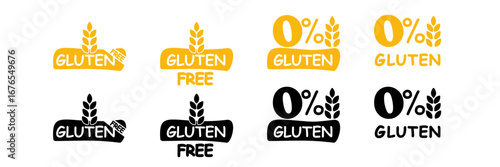 Gluten free icon. Non gluten icon, vector illustration. 100 percent gluten free. 0 percent gluten.