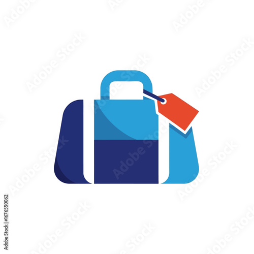 Stylish logo design of a travel bag with a price tag.