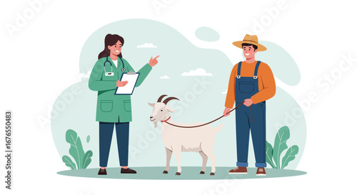 Veterinarian and Farmer Discussing Goat Care - Farm Visit