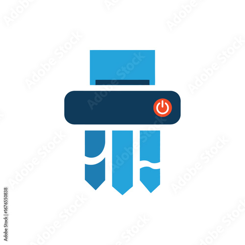 Illustration of a paper shredder, a device used to destroy documents securely.
