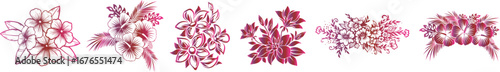 Elegant Hibiscus flower illustration symbolizing tropical beauty vector file and bundle set. 