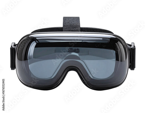  Modern Virtual Reality Headset Front View, sleek design, isolated on transparent background