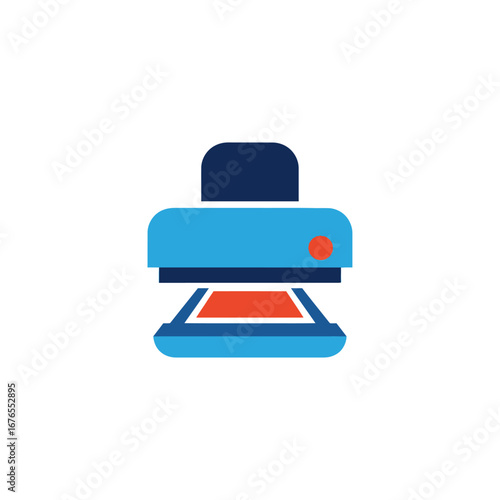 A colorful flat vector illustration of a printer machine for office use.