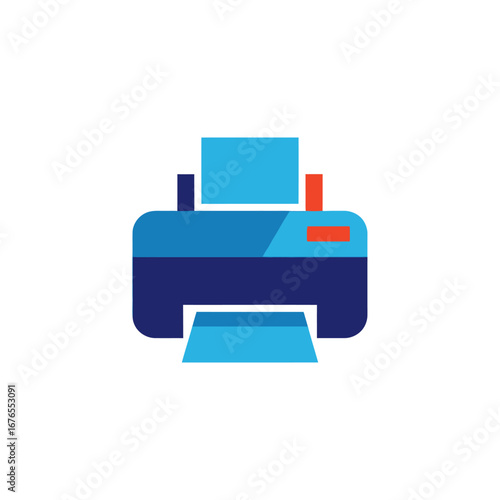 A colorful icon of a printer, representing office technology and document output.