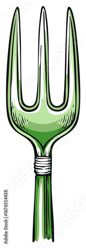 Green fork illustration in a sketchy, hand-drawn art style.