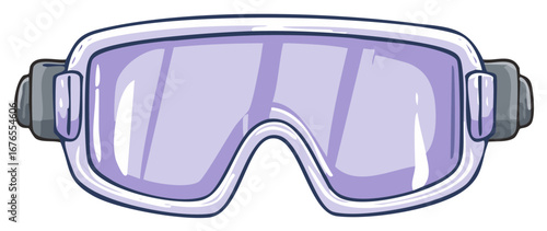 Cartoon illustration of ski goggles, safety glasses, or winter sports eyewear.