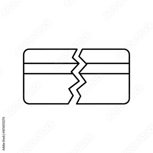 Broken Plastic Card: A stark monochrome illustration of a broken plastic card. the image symbolizes themes of financial strain and security breaches.