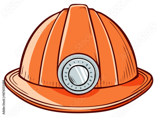 Orange Hard Hat with Reflective Emblem for Safety and Construction