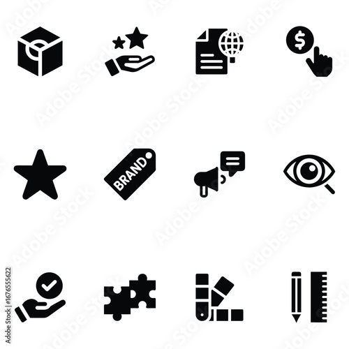 Brand identity and marketing icons bundle pack for business and digital advertising campaigns