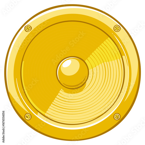 Bright Yellow Speaker Cone with Circular Ribbing and Central Dome