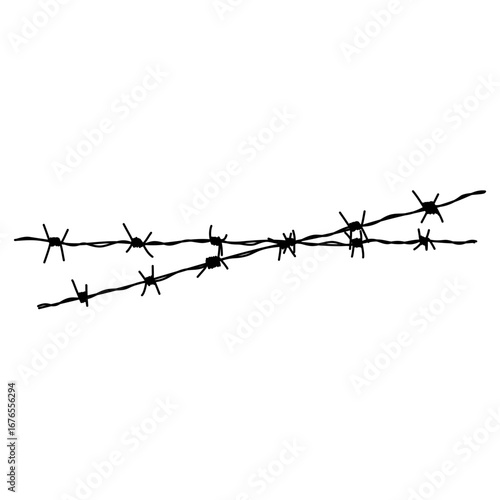 Barbed Wire Fence Vector Illustration 