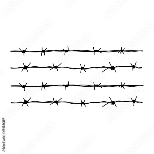 Barbed Wire Fence Vector Illustration 