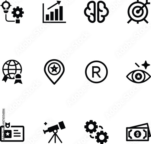 Brand identity marketing icons bundle pack for business growth innovation strategy and success