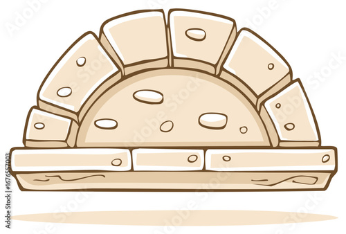 Cartoon Stone Archway with Keystone Blocks, Medieval Architecture Element