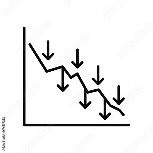 Economic Downturn Chart: A stark and impactful illustration of a downward trend in financial markets, graphically portraying the concept of economic decline.