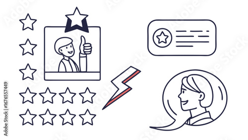 Customer satisfaction survey results with positive feedback and star ratings for excellent service