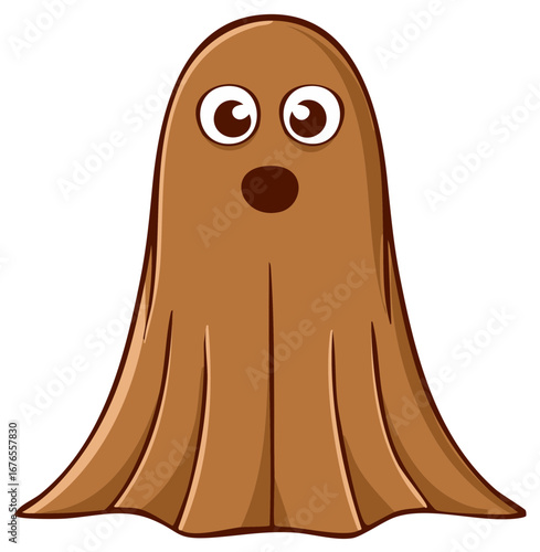 Friendly Cartoon Ghost with Big Eyes and Open Mouth