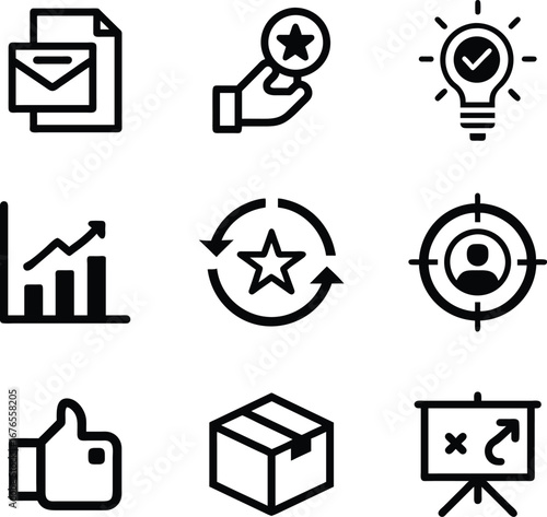 Modern line icons for brand identity marketing strategy and business growth collection