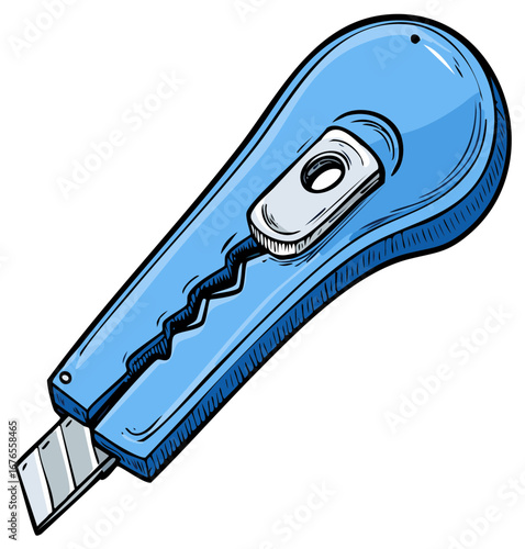 Blue utility knife box cutter cutting tool stationery hand tool office supply