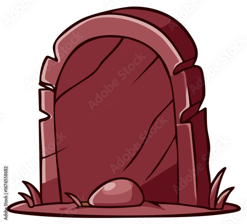 Cartoon Style Tombstone Illustration for Halloween or Graveyard Scenes with Grave and Grass