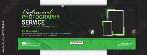 Professional photography service cover template for social media promotion